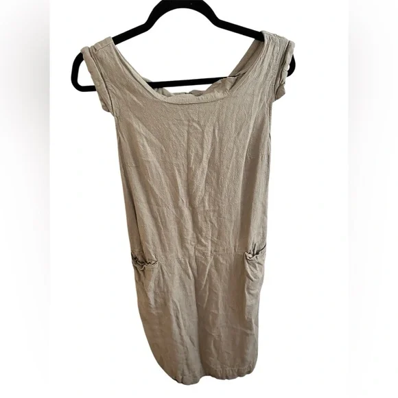 Prologue Tan Sheath Dress with Flutter Cap Sleeves - Picture 2 of 5